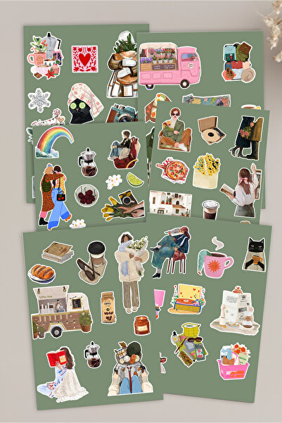 tinystoriestr Sticker Set 6'lı - Scrapbook, Ajanda , Not Defteri