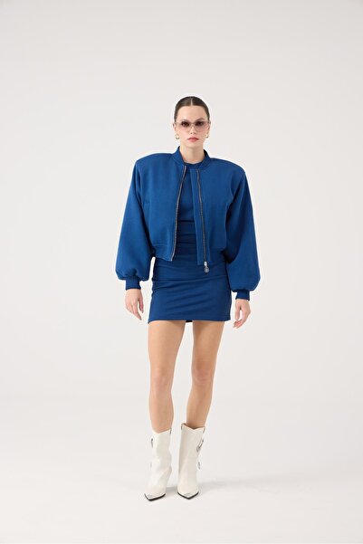 HOLLY LOLLY Jachetă Parker Bomber Crop croială din pernițe pentru umeri piese, albastră