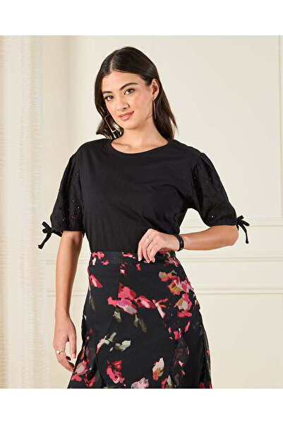 REDTAG Women Black Embellished Top