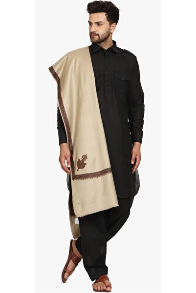 QUTOOB شال صوف كشميري مطرز فاخر