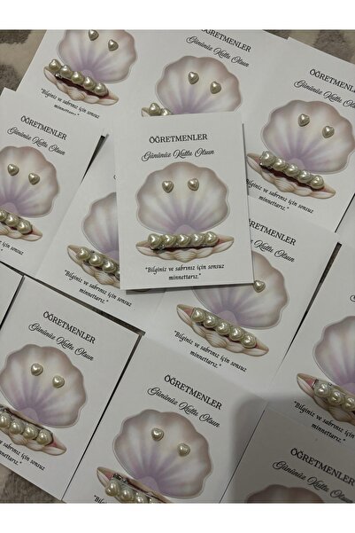 HediyelikAVM Teacher's Day Gift 10 Pieces with Heart-Shaped Pearls and Gelatin