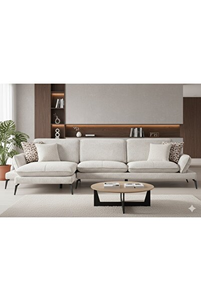 Vivense COSY KÖŞE KOLTUK, METAL AYAK, SOL KÖŞE, KIRIK BEYAZ