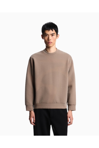 Emporio Armani Men's Regular Fit Crew Neck Long Sleeve Brown Sweatshirt Em002...