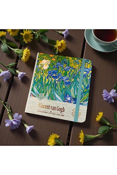 BABUN Маленький середній розмір з твердою обкладинкою, золотими деталями, смугастим еластичним роздільником, шнурком, сумкою Ван Гога, блокнотом