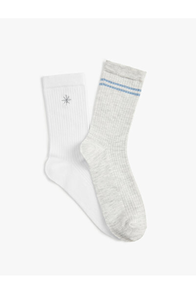 Koton Pamuklu Soket İşlemeli 2'li Çorap Seti