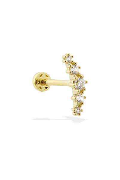 Dianora Piercing 14 Ayar Altın 5 Taşlı Minimal Tragus Piercing