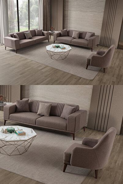 EDSY HOME Regnar 3+3+1 Koltuk Takımı Kahverengi