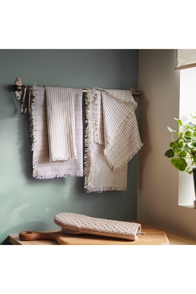 IKEA Tea towel, white/blue patterned, 45 x 60 cm