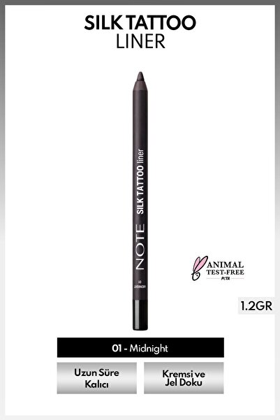 NOTE Silk Tattoo Liner Suya Dayanıklı İpeksi Jel Göz Kalemi - 01 Midnight - Siyah (Mat)
