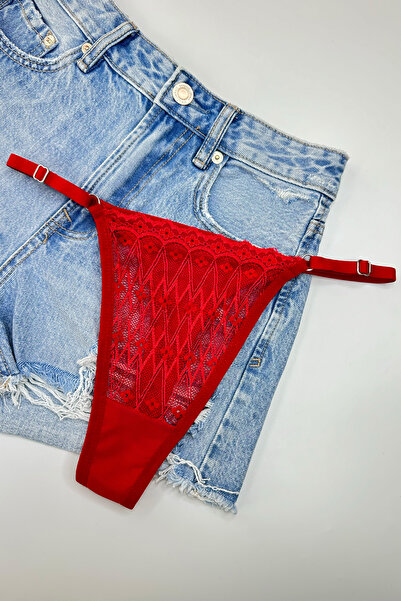 Morensa Front Opening Butterfly Detailed Supported Lace Lingerie Set Red