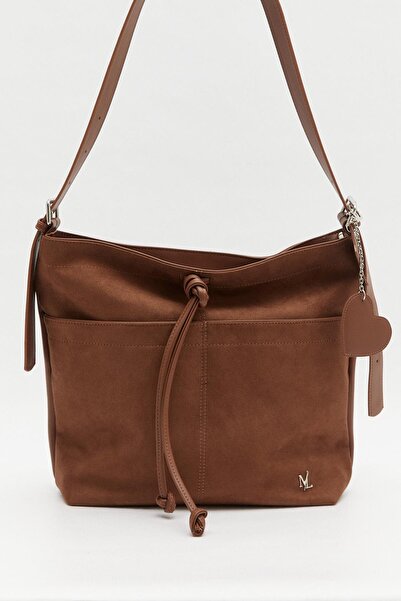 MARKALİSTE Petra Suede Leather Bag Brown