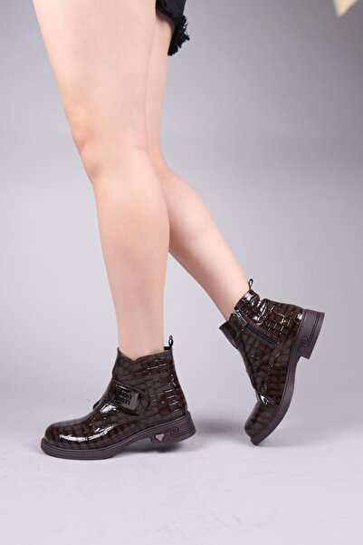 Birikon Μπότες DUBBO Velcro από λουστρίνι ΚΑΦΕ