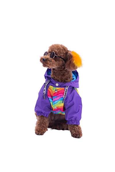 Pawstar Rio Rainbow Dog and Cat Fleece Raincoat Size L (4Kg-7Kg)