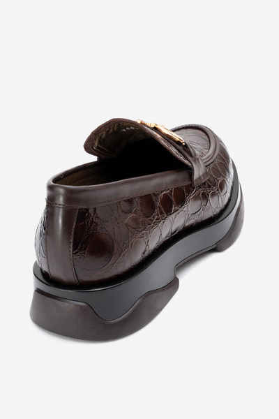 Dericlub Men's Buckle Loafer Shoes Genuine Leather Mc 22495 Brown