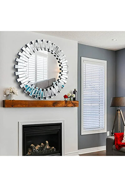 LUXXO Lara decorative round mirror, frame of mirror strips, diameter 80 cm