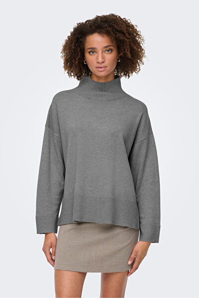 ONLY Pulover Onlcoco pentru femei cu gât roșu cu mânecă lungă din material subțire 15349969 gri