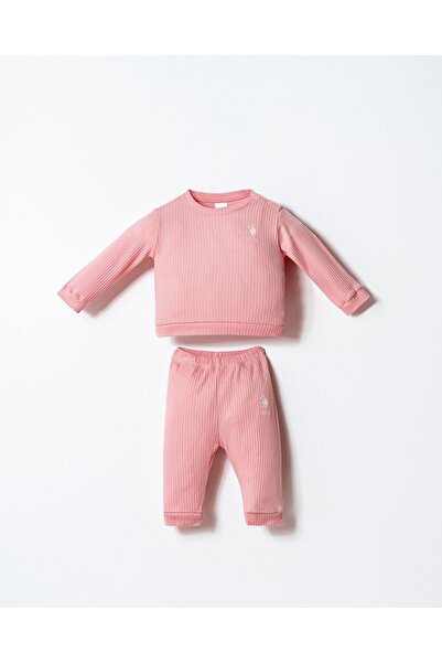 U.S. Polo Assn. USB2739-B Lisanslı Kız Bebek İkili Takım (%100 Pamuk)