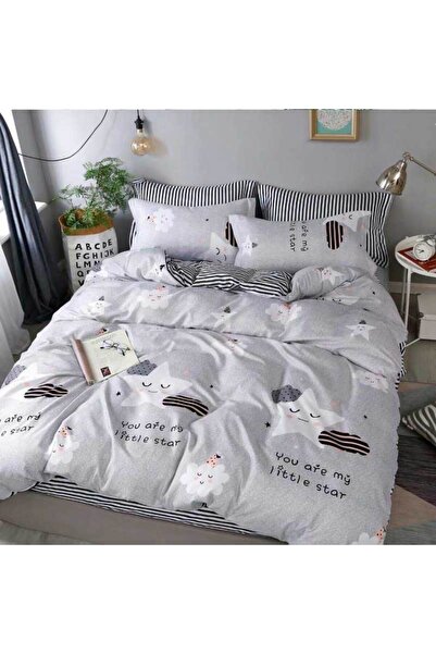 Patul Lenjerie de Pat, Bumbac Satinat, Pucioasa, 2 Persoane, Pat Dublu, 4 Piese