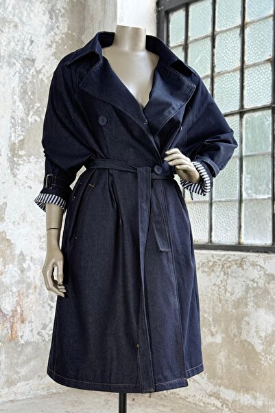 Suziş ТРЕНЧКОТ З ДЖИНСОВОЇ ТКАНИНИ З ПОЛОСКАМИ CR114003