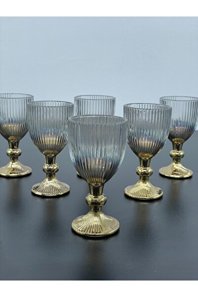 YzHome Set of 6 Crystal Glass Platinum Plated Coffee Side Water Glasses Goblet Mug Cup 75ml