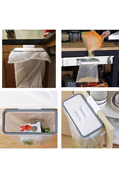 Generic Attach A Trash Cupboard Door Back Trash Rack Storage Garbage Bag Holder Hanging Kitchen Cabinet