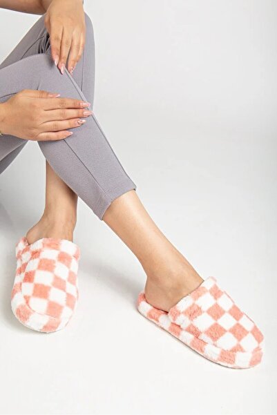 Jackers Women's Square Patterned Winter Soft Comfortable House Slippers