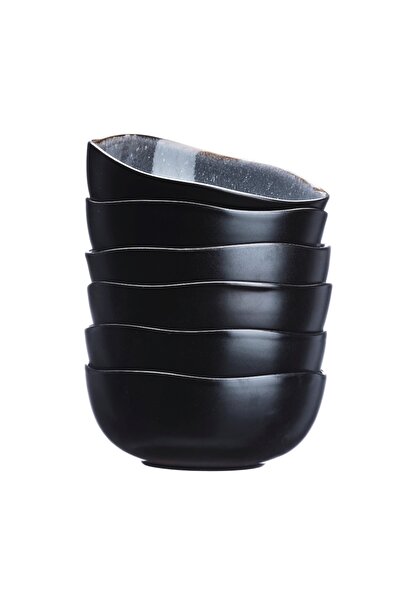 BJORN Σετ 6 μπολ από γυαλισμένη κεραμική, συλλογή Iris, Night blue, 300 ml