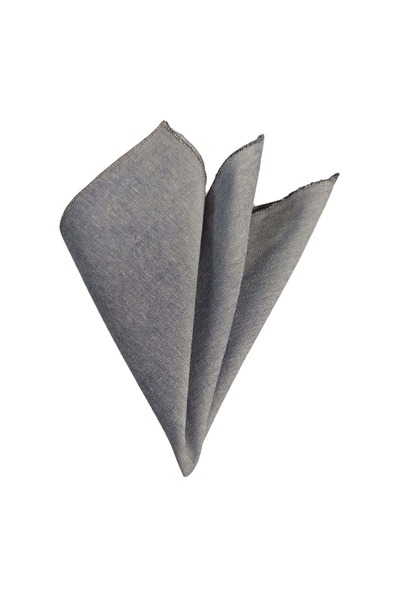 Exve Exclusive Gray Oxford Woven Plain Cotton Pocket Square Handkerchief