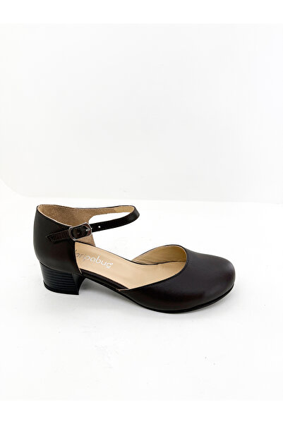 Deripabuc Genuine Leather Brown Women's Heeled Leather Shoes Shn-0136