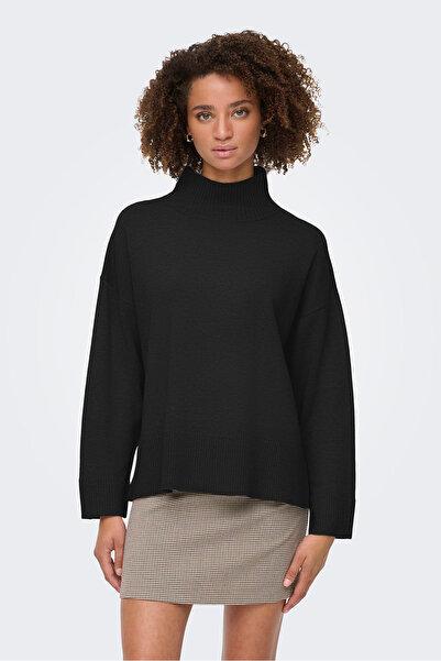 ONLY Pulover Onlcoco pentru femei cu gât roșu cu mânecă lungă din material subțire 15349969 Negru