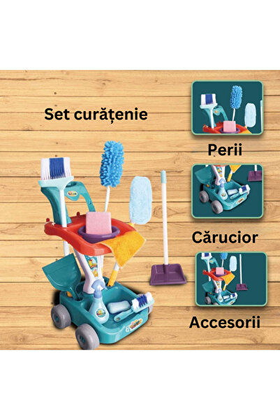 LUDIRO Cleaning Set for Kids, Trolley with 22 Accessories, With Brushes, Broom, Mop and Sprayer