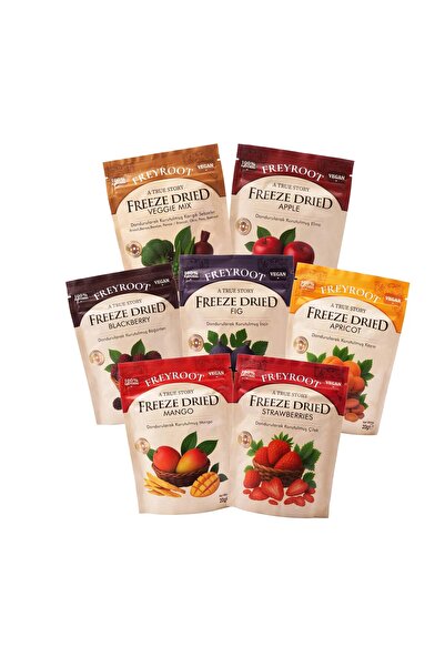 Freyroot مجموعة تعارف الفواكه المجففة بالتجميد (مانجو - تفاح - فراولة - تين - مشمش - بلاك بيري - خليط خضار)