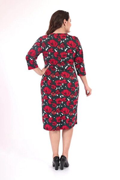 Roxxlen Γυναικείο φόρεμα με λουλουδάτο σχέδιο με λαιμόκοψη σε σχήμα V σε μεγάλο μέγεθος