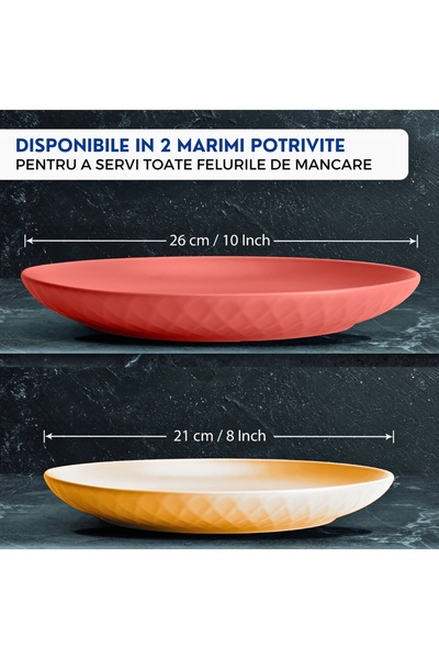 MIAMIO Set of 6 Dinner plates, Palmanova collection, ceramic, Magma multicolor, 26 cm