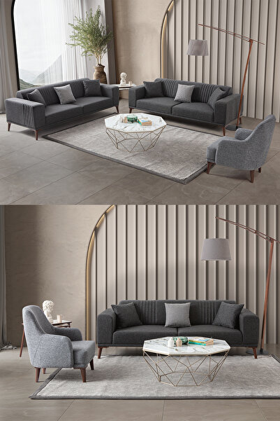 EDSY HOME Regnar 3+3+1 Koltuk Takımı Antrasit