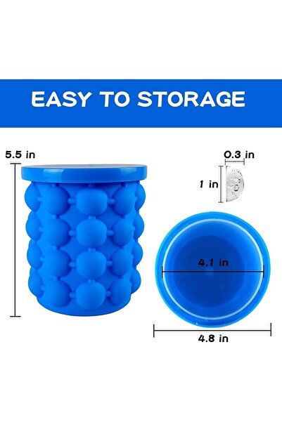 Generic Silicone Ice Maker, 2-in-1 Ice Cube Mold with Lid, Press-Type Easy Release Ice Bucket