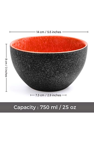 MIAMIO Set of 6 Ceramic Bowls, Las Palmitas collection, multicolor, 14x8 cm, 750 ml