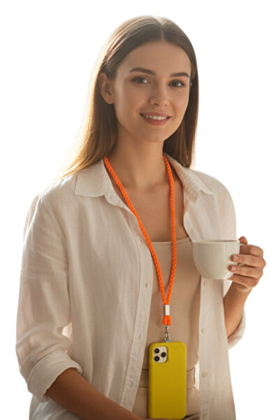 My Strape Neon Orange Knitted Phone Neck Strap Compatible with All Cases