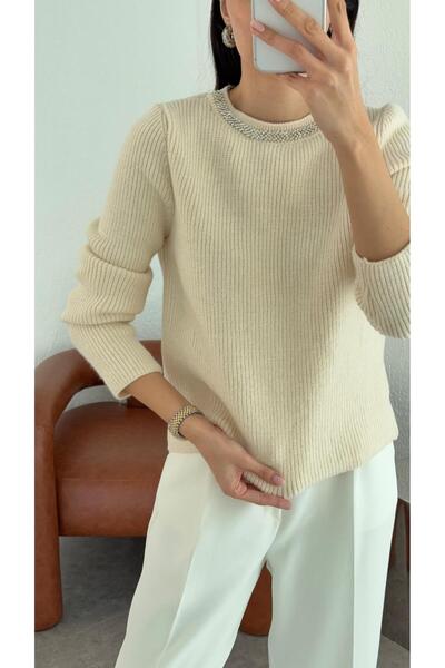 HAZELANNA Jewelled Collar Sweater