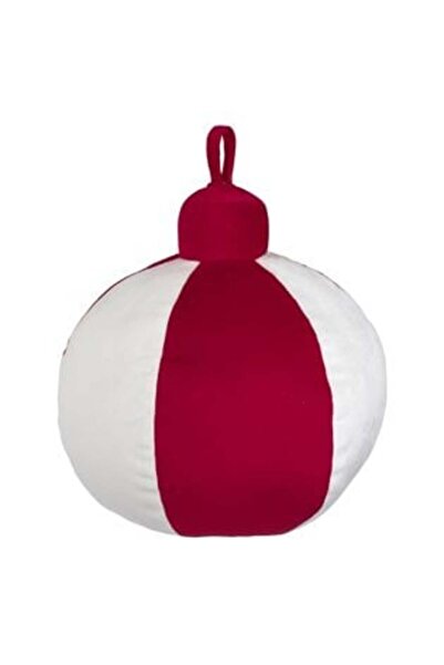 Jumbo Christmas Decorative Cushion Bauble Shape Red & White Ø26 x 33 cm