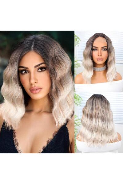 Nurdan Trend Peruk براون الطفل أوبورن الأبيض البلاتين أومبير بلانت تول شعر مس...