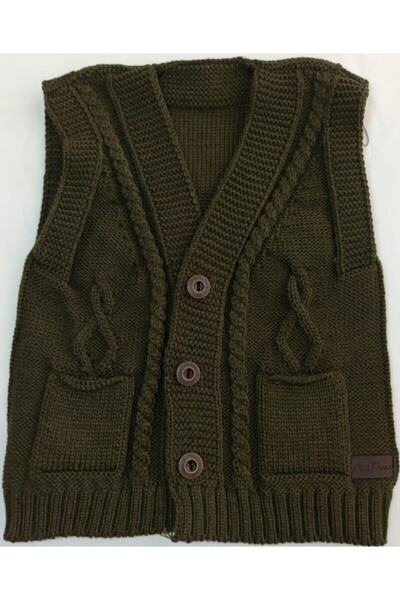 Kids Erkek Bebek Yeşil Triko Örgü Yelek