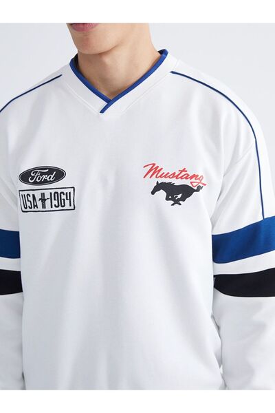 LC Waikiki XSIDE V-neck Ford Printed Men's Sweatshirt