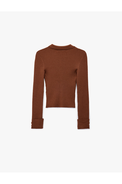 Koton Polo Neck Viscose Blend Pocketed Long Sleeve Knit Sweater