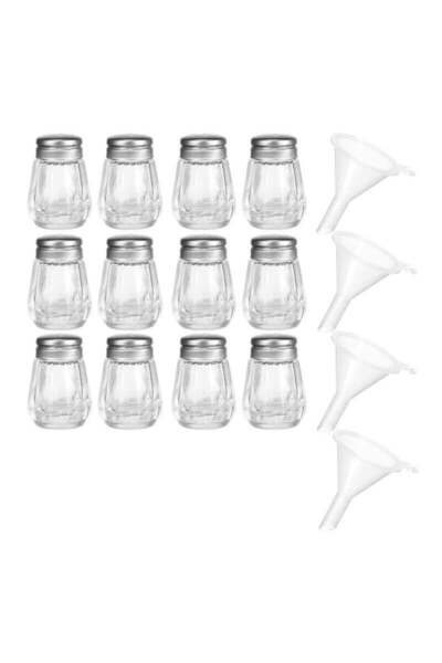 Generic Set of 12 Clear Glass Salt and Pepper Shakers with Stainless Steel Tops - Perfect for Weddings, Par