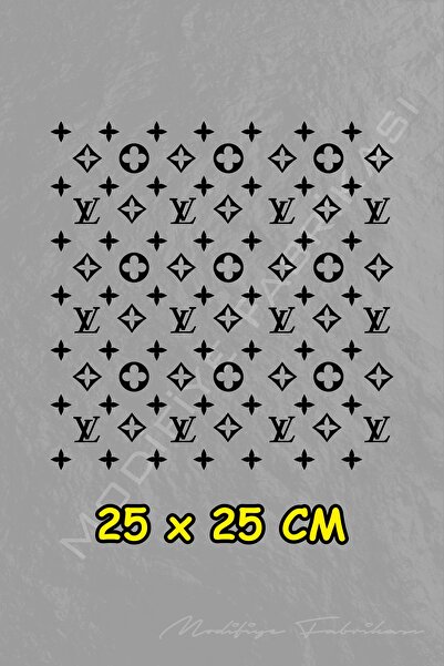 Modifiye Fabrikası LV Desen Sticker - Siyah - 25x25 Cm - Araç -Motor - Laptop...
