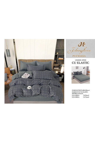 FIONNA.RO Finet Bed Linen With Elastic - Grey Checkered