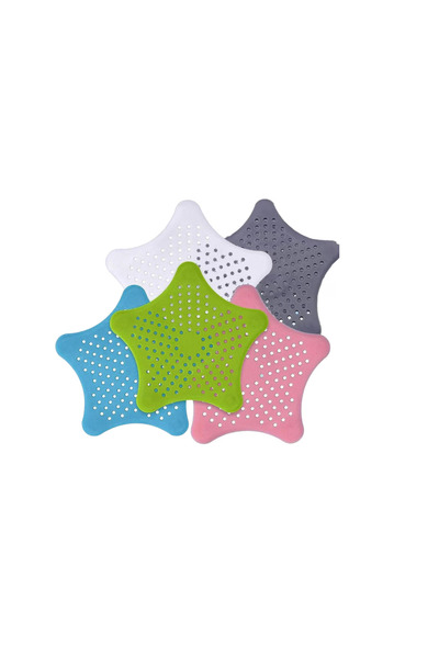 OEM Set of 5 drain sieves, 15 x 15 cm, silicone, multicolor