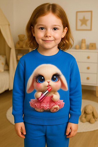 playwear Crew Neck Long Sleeve Rubies Don'T Bite Rabbit Patterned Sh Fleece-L...