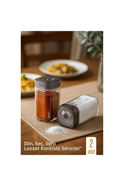 shopwave Glass Salt Shaker Spice Container – 360 °   With Swivel Lid |   Adjustable Flow with 3 Hole Type 2 Pcs